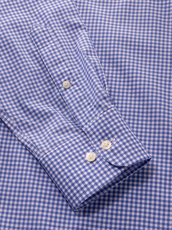 Barboni Blue Check Full Sleeve Single Cuff Classic Fit Classic Formal Silk Touch Egyptian Giza Cotton Shirt