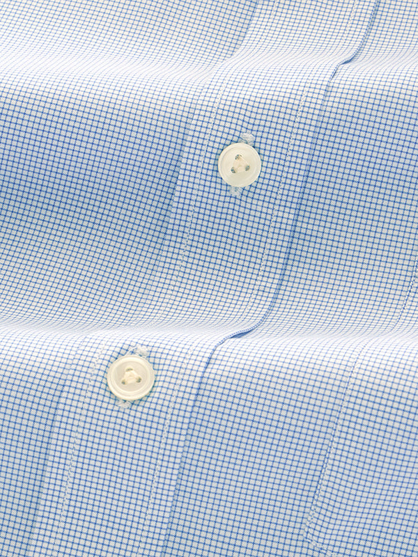 Barboni Blue Check Full Sleeve Double Cuff Classic Fit Classic Formal Silk Touch Egyptian Giza Cotton Shirt