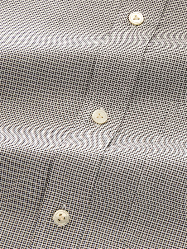 Barboni Light Grey Check Full Sleeve Double Cuff Classic Fit Classic Formal Silk Touch Egyptian Giza Cotton Shirt