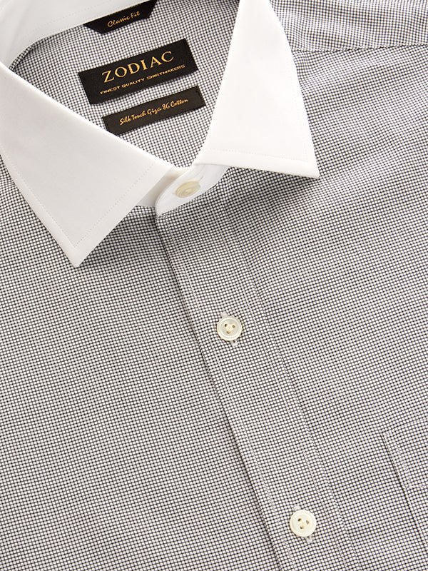 Barboni Light Grey Check Full Sleeve Single Cuff Classic Fit Classic Formal Silk Touch Egyptian Giza Cotton Shirt