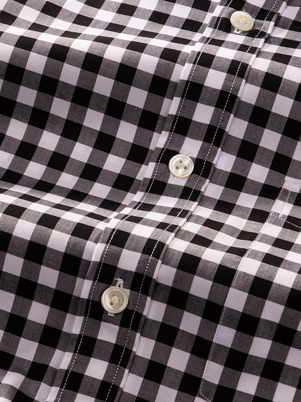 Barboni Black & White Full Sleeve Single Cuff Classic Fit Classic Formal Silk Touch Egyptian Giza Cotton Shirt