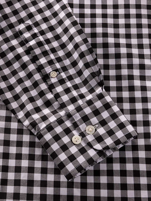 Barboni Black & White Full Sleeve Single Cuff Classic Fit Classic Formal Silk Touch Egyptian Giza Cotton Shirt