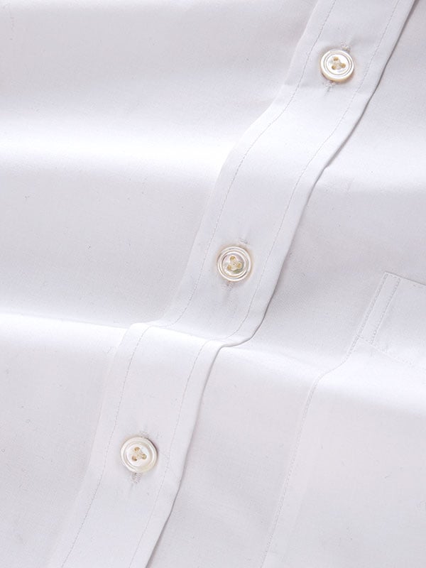 Barboni White Solid Full Sleeve Single Cuff Classic Fit Classic Formal Silk Touch Egyptian Giza Cotton Shirt