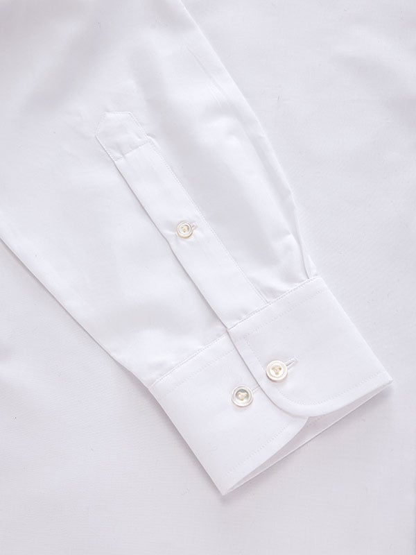 Barboni White Solid Full Sleeve Single Cuff Classic Fit Classic Formal Silk Touch Egyptian Giza Cotton Shirt