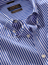 Barboni Blue Striped Full Sleeve Single Cuff Classic Fit Classic Formal Silk Touch Egyptian Giza Cotton Shirt