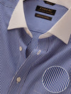 Barboni Blue Striped Full Sleeve Single Cuff Classic Fit Classic Formal Silk Touch Egyptian Giza Cotton Shirt