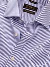 Barboni Blue Striped Full Sleeve Single Cuff Classic Fit Classic Formal Silk Touch Egyptian Giza Cotton Shirt