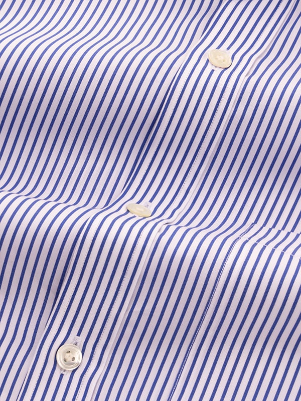 Barboni Blue Striped Full Sleeve Single Cuff Classic Fit Classic Formal Silk Touch Egyptian Giza Cotton Shirt