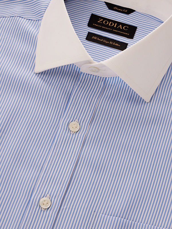 Barboni Sky Striped Full Sleeve Single Cuff Classic Fit Classic Formal Silk Touch Egyptian Giza Cotton Shirt