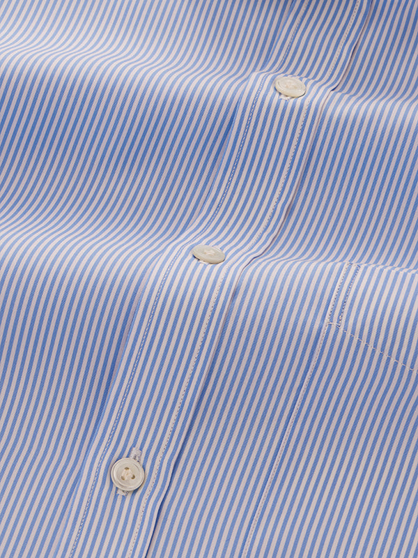 Barboni Sky Striped Full Sleeve Single Cuff Classic Fit Classic Formal Silk Touch Egyptian Giza Cotton Shirt