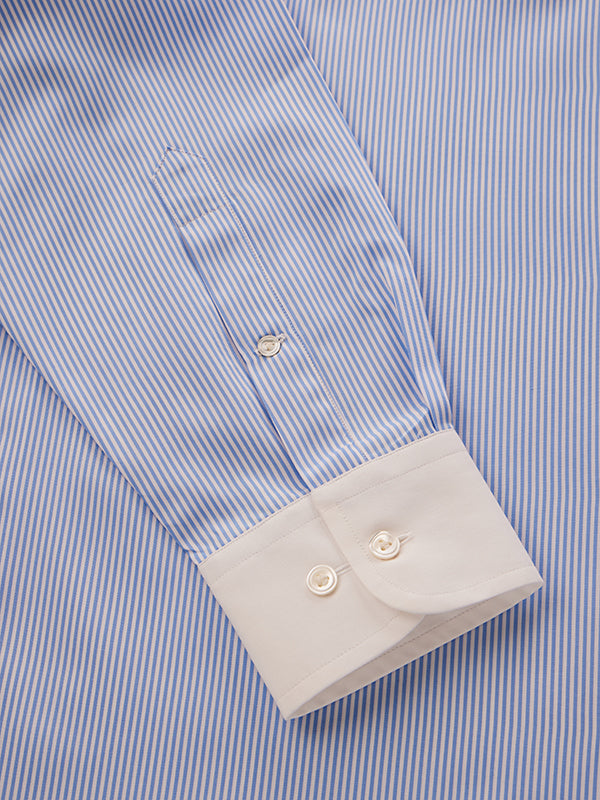 Barboni Sky Striped Full Sleeve Single Cuff Classic Fit Classic Formal Silk Touch Egyptian Giza Cotton Shirt