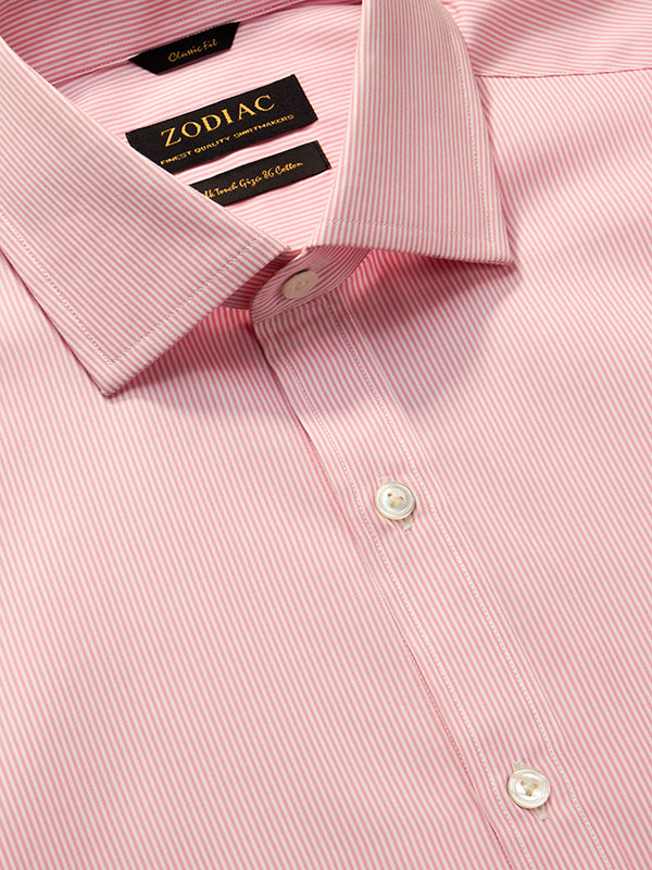 Barboni Pink Striped Full Sleeve Single Cuff Classic Fit Classic Formal Silk Touch Egyptian Giza Cotton Shirt
