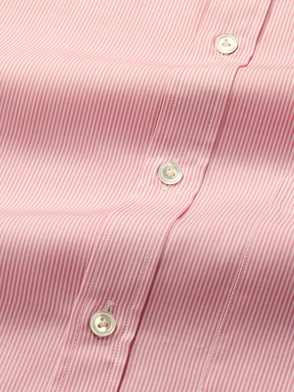 Barboni Pink Striped Full Sleeve Single Cuff Classic Fit Classic Formal Silk Touch Egyptian Giza Cotton Shirt