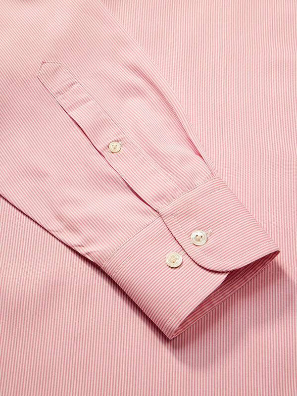 Barboni Pink Striped Full Sleeve Single Cuff Classic Fit Classic Formal Silk Touch Egyptian Giza Cotton Shirt