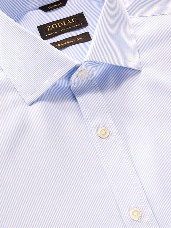 Barboni Sky Striped Full Sleeve Single Cuff Classic Fit Classic Formal Silk Touch Egyptian Giza Cotton Shirt