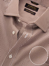 Barboni Brown Striped Full Sleeve Single Cuff Classic Fit Classic Formal Silk Touch Egyptian Giza Cotton Shirt