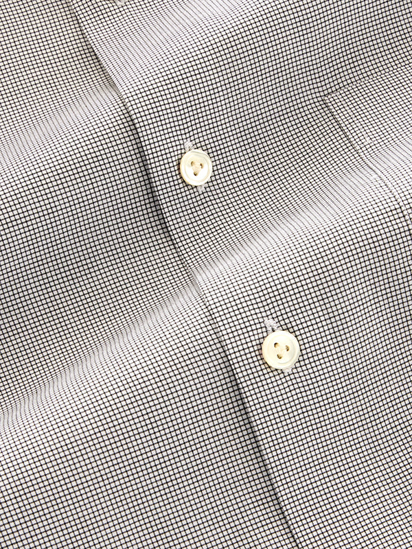 Barboni Light Grey Check Full Sleeve Single Cuff Tailored Fit Classic Formal Silk Touch Egyptian Giza Cotton Shirt
