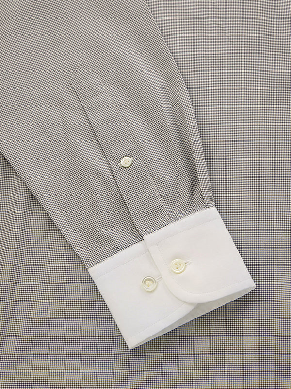Barboni Light Grey Check Full Sleeve Single Cuff Tailored Fit Classic Formal Silk Touch Egyptian Giza Cotton Shirt