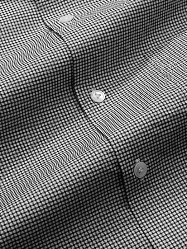 Barboni Black & White Check Full Sleeve Single Cuff Tailored Fit Classic Formal Silk Touch Egyptian Giza Cotton Shirt