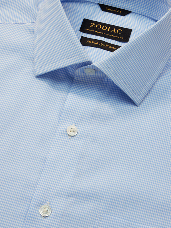 Barboni Sky Check Full Sleeve Single Cuff Tailored Fit Classic Formal Silk Touch Egyptian Giza Cotton Shirt