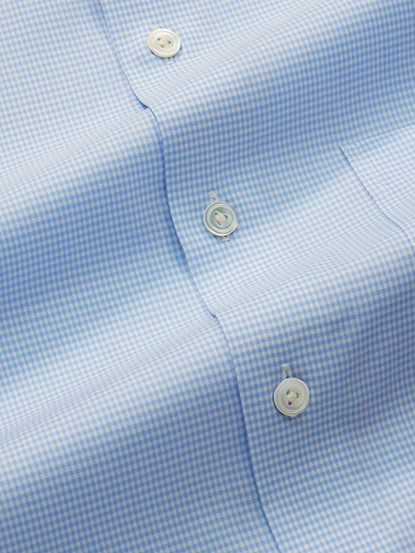 Barboni Sky Check Full Sleeve Single Cuff Tailored Fit Classic Formal Silk Touch Egyptian Giza Cotton Shirt