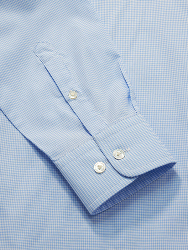 Barboni Sky Check Full Sleeve Single Cuff Tailored Fit Classic Formal Silk Touch Egyptian Giza Cotton Shirt