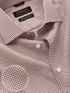 Barboni Brown Check Full Sleeve Single Cuff Tailored Fit Classic Formal Silk Touch Egyptian Giza Cotton Shirt