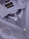 Barboni Navy Check Full Sleeve Single Cuff Tailored Fit Classic Formal Silk Touch Egyptian Giza Cotton Shirt