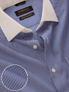 Barboni Blue Striped Full Sleeve Single Cuff Tailored Fit Classic Formal Silk Touch Egyptian Giza Cotton Shirt