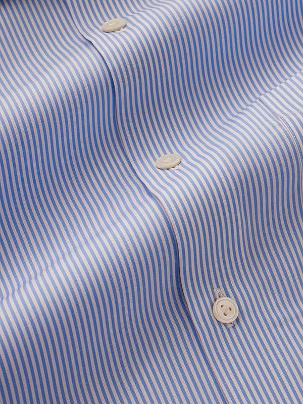 Barboni Sky Striped Full Sleeve Single Cuff Tailored Fit Classic Formal Silk Touch Egyptian Giza Cotton Shirt