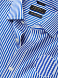 Barboni Blue Striped Half Sleeve Classic Fit Classic Formal Silk Touch Egyptian Giza Cotton Shirt