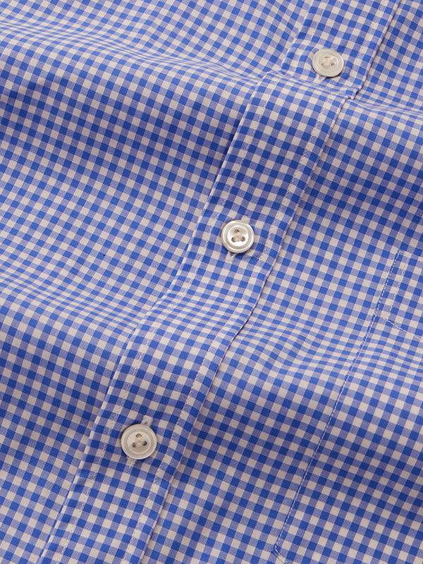 Barboni Blue Check Full Sleeve Double Cuff Classic Fit Classic Formal Silk Touch Egyptian Giza Cotton Shirt