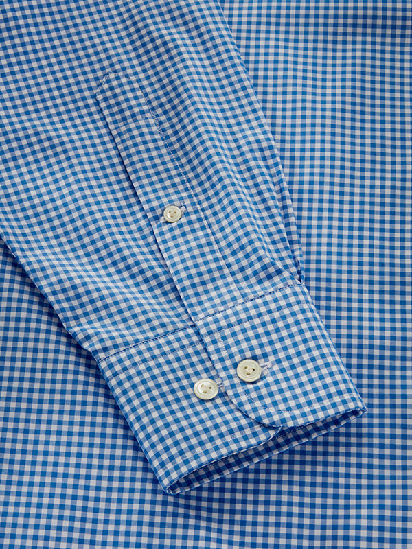 Barboni Blue Check Full Sleeve Single Cuff Classic Fit Classic Formal Silk Touch Egyptian Giza Cotton Shirt