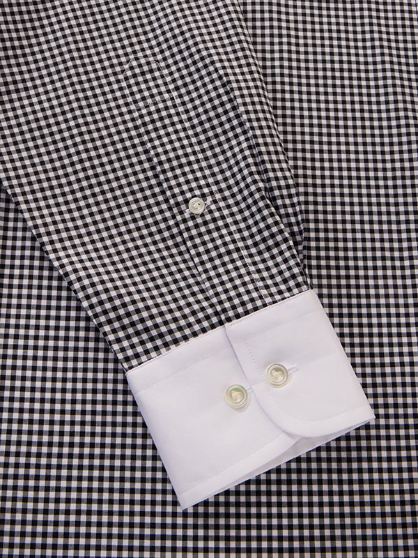 Barboni Black & White Check Full Sleeve Single Cuff Classic Fit Classic Formal Silk Touch Egyptian Giza Cotton Shirt