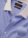Barboni Blue Check Full Sleeve Single Cuff Classic Fit Classic Formal Silk Touch Egyptian Giza Cotton Shirt