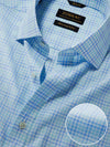 Barboni Aqua Check Half Sleeve Classic Fit Classic Formal Silk Touch Egyptian Giza Cotton Shirt