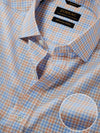 Barboni Orange Check Half Sleeve Classic Fit Semi Formal Silk Touch Egyptian Giza Cotton Shirt