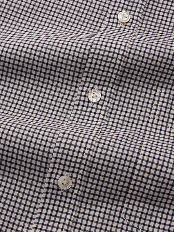 Barboni Black & White Check Full Sleeve Double Cuff Classic Fit Classic Formal Silk Touch Egyptian Giza Cotton Shirt