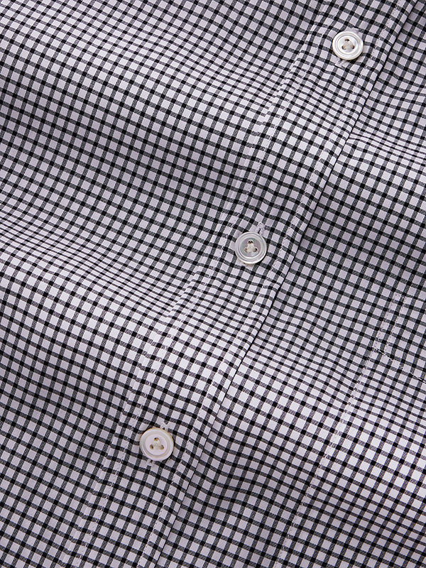 Barboni Black & White Check Full Sleeve Single Cuff Classic Fit Classic Formal Silk Touch Egyptian Giza Cotton Shirt