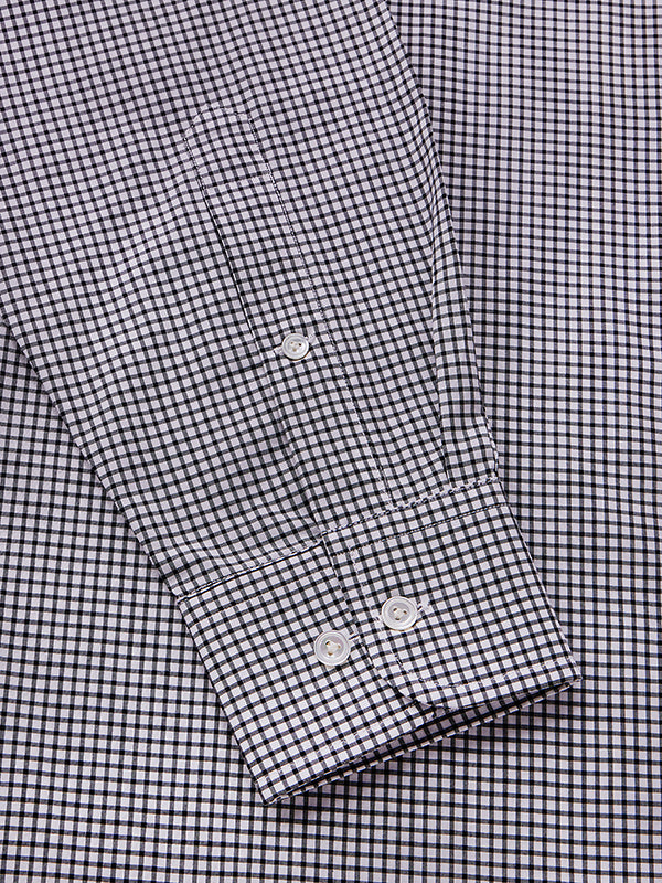 Barboni Black & White Check Full Sleeve Single Cuff Classic Fit Classic Formal Silk Touch Egyptian Giza Cotton Shirt