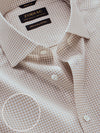 Barboni Beige Check Full Sleeve Single Cuff Classic Fit Classic Formal Silk Touch Egyptian Giza Cotton Shirt