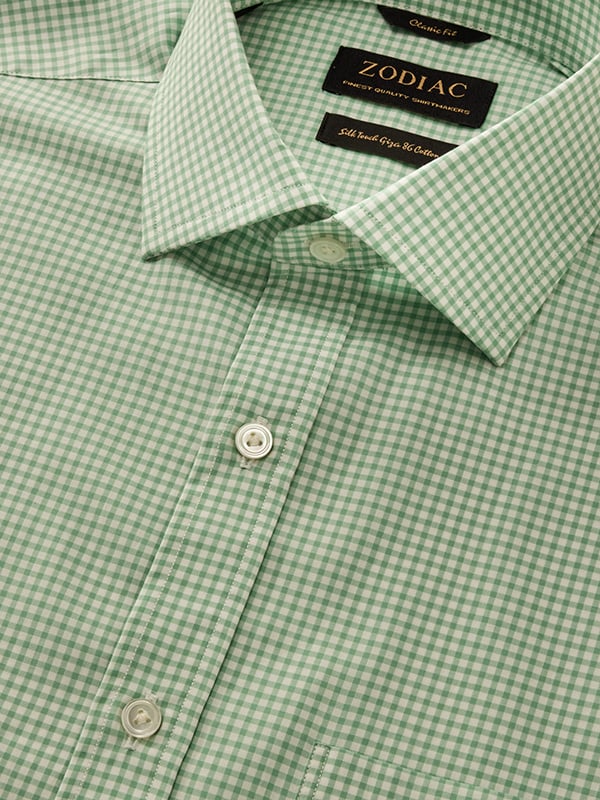 Barboni Green Check Full Sleeve Single Cuff Classic Fit Classic Formal Silk Touch Egyptian Giza Cotton Shirt