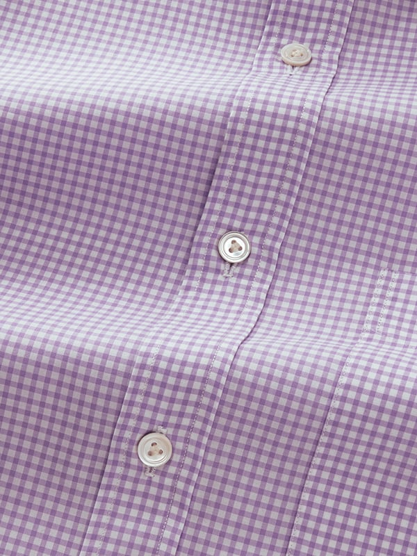 Barboni Lilac Check Full Sleeve Single Cuff Classic Fit Classic Formal Silk Touch Egyptian Giza Cotton Shirt