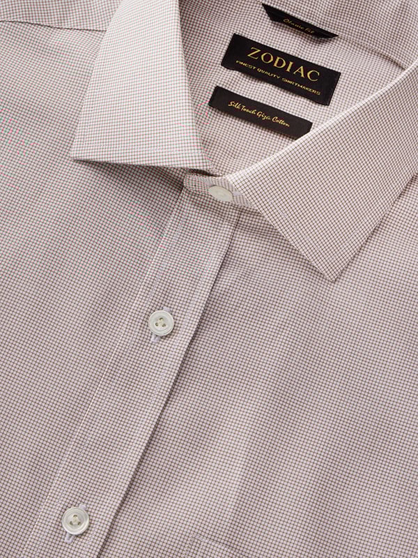 Barboni Beige Check Full Sleeve Single Cuff Classic Fit Classic Formal Egyptian Giza Silk Touch Cotton Shirt