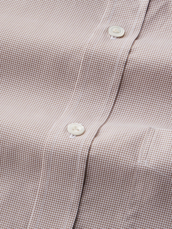 Barboni Beige Check Full Sleeve Single Cuff Classic Fit Classic Formal Egyptian Giza Silk Touch Cotton Shirt