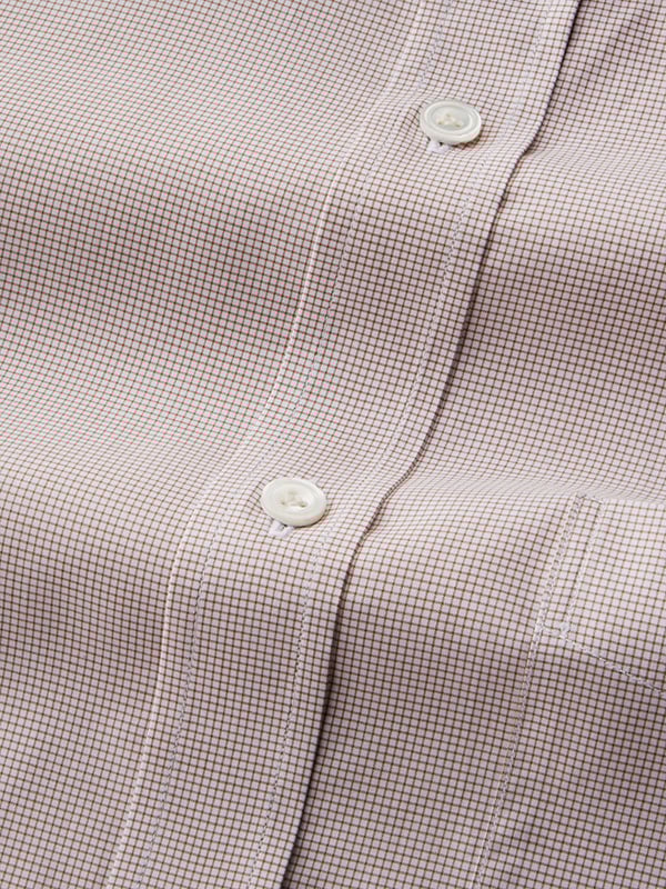 Barboni Beige Check Full Sleeve Single Cuff Classic Fit Classic Formal Egyptian Giza Silk Touch Cotton Shirt