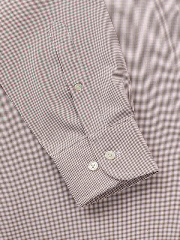 Barboni Beige Check Full Sleeve Single Cuff Classic Fit Classic Formal Egyptian Giza Silk Touch Cotton Shirt