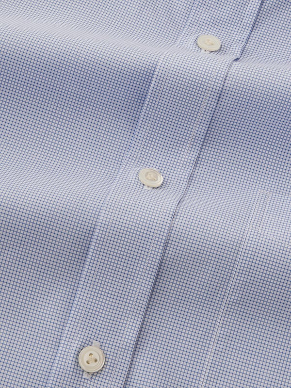 Barboni Blue Check Full Sleeve Single Cuff Classic Fit Classic Formal Egyptian Giza Silk Touch Cotton Shirt