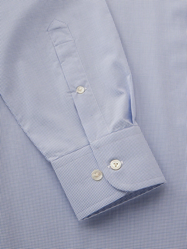 Barboni Blue Check Full Sleeve Single Cuff Classic Fit Classic Formal Egyptian Giza Silk Touch Cotton Shirt