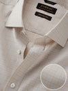 Barboni Beige Check Half Sleeve Classic Fit Classic Formal Egyptian Giza Silk Touch Cotton Shirt